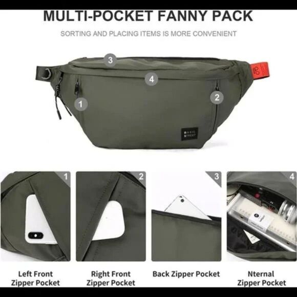 New Large Crossbody Fanny Pack for Women Men,Green - Picture 4 of 8